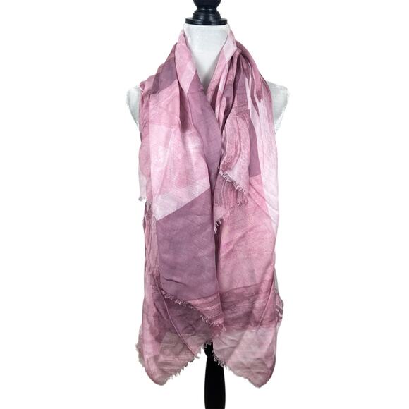 New H by Halston Shades of Pink Fringe Trim Boho Scarf - Picture 1 of 4